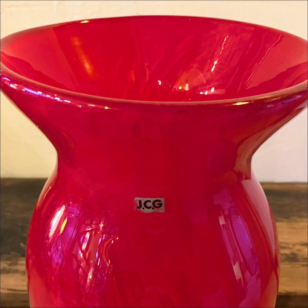 ヴィンテージ J.C.G 花瓶 フラワーベース ガラス 赤色】 | Pay ID ヴィンテージ J.C.G 花瓶 フラワーベース ガラス 赤色】 | Pay ID