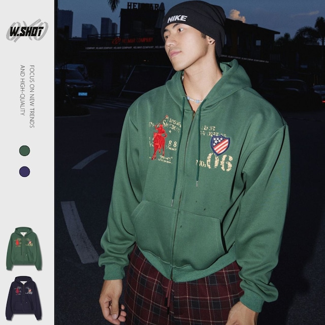 VINTAGE ストリート 裏起毛 刺繍ジップパーカー T1985 VINTAGE ストリート 裏起毛 刺繍ジップパーカー T1985