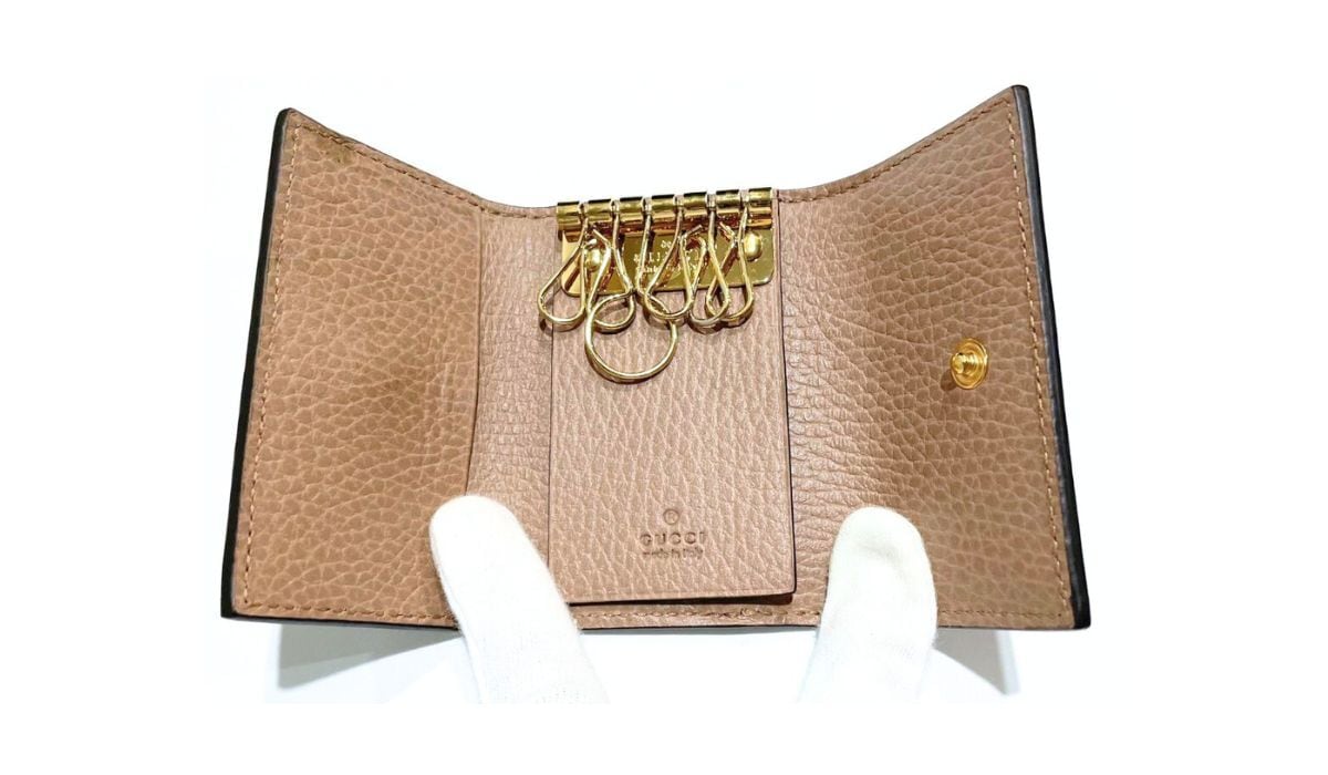 GUCCI グッチ ダブルG バイカラー 6連キーケース GGスプリーム ピンク