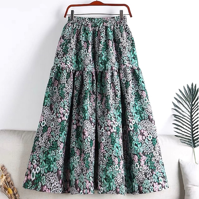 Jacquard flower skirt(Blue・Green)