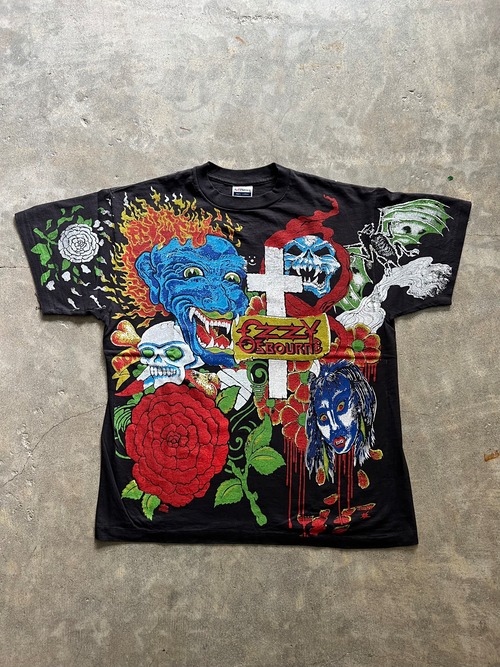 OZZY OSBOURNE オジーオズボーン オールオーバープリント Tシャツ XL 黒