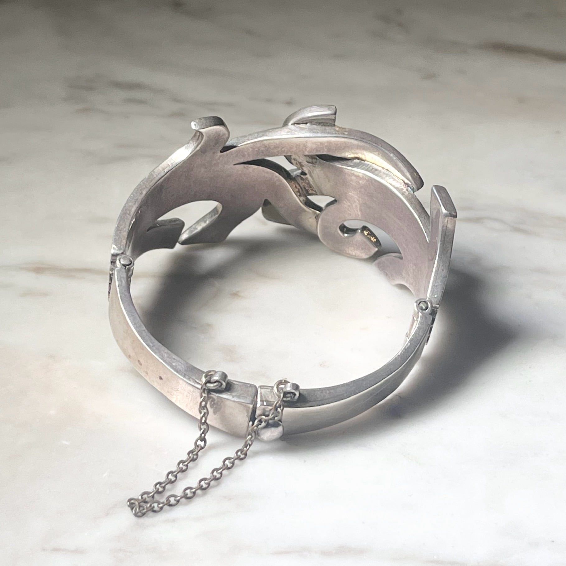 vintage Mexican silver turquoise bangle | NOIR ONLINE