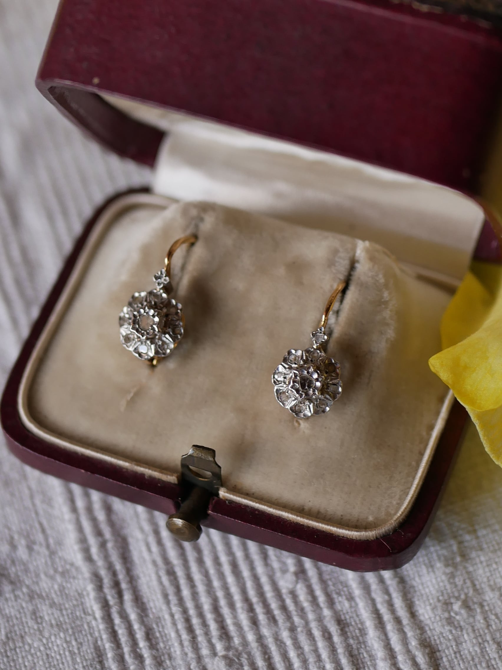 FE-10 クラスターピアス ドルムーズピアス 天然ダイアモンド フランスアンティーク