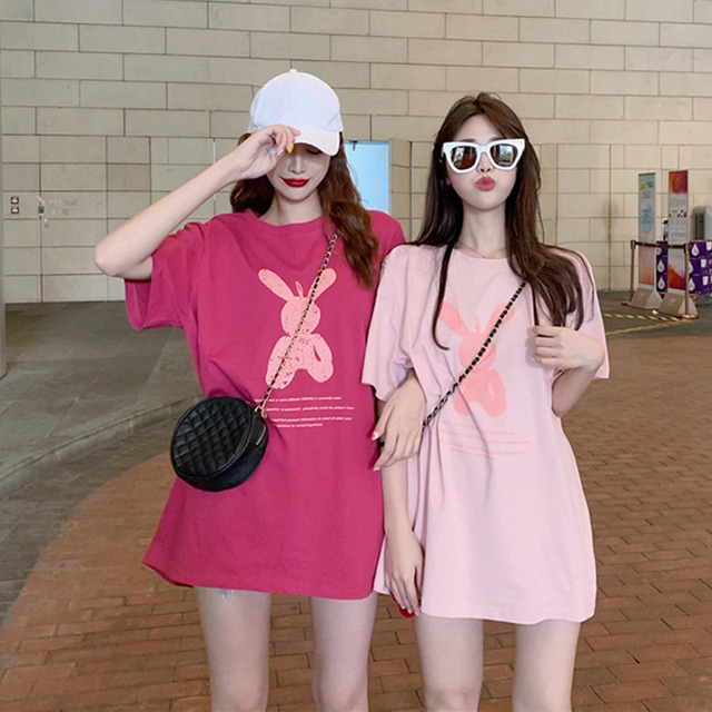 Tシャツ サマースタイルプリントルーズラウンドネックトップス 夏物 Oネック セブンプリンセス22981551729