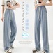 デニムワイドパンツ 清涼感 夏 ワイドパンツ レディース ジーンズ ボトムス 冷感素材 リラックス ウエストゴム ジーパン 薄手 長ズボン バギーパンツ イージーパンツ 涼しい 爽やか ロングパンツ