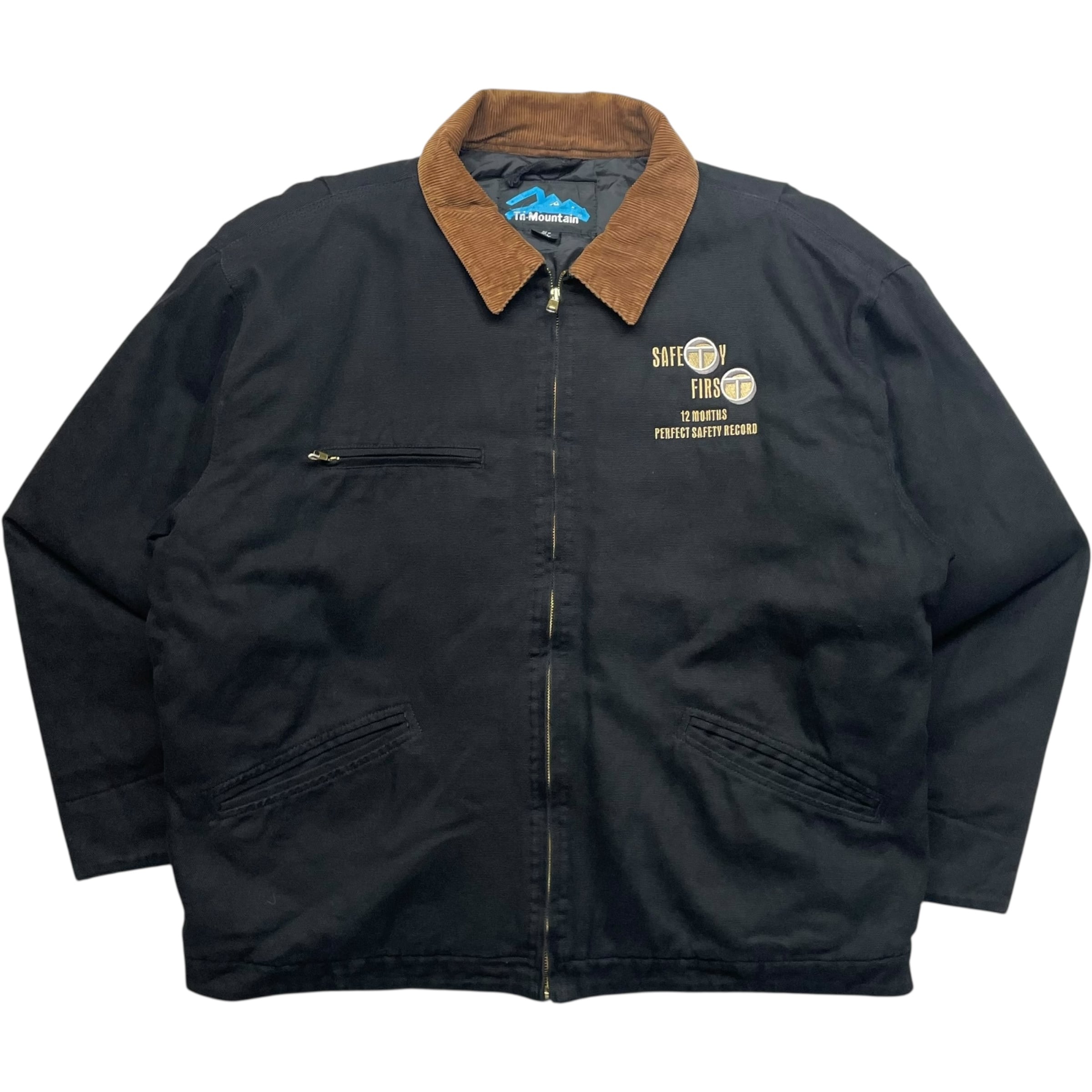 《XL》 Tri-Mountain ダックジャケット ワークジャケット 企業刺繍ロゴ ブラック no.9181