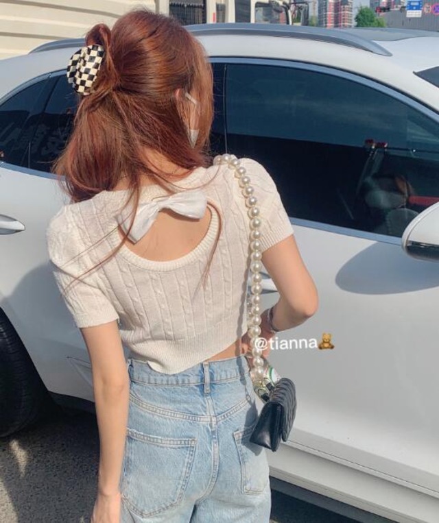 新作 レディース トップス 半袖 ニット カットソー ショート 細身スタイル