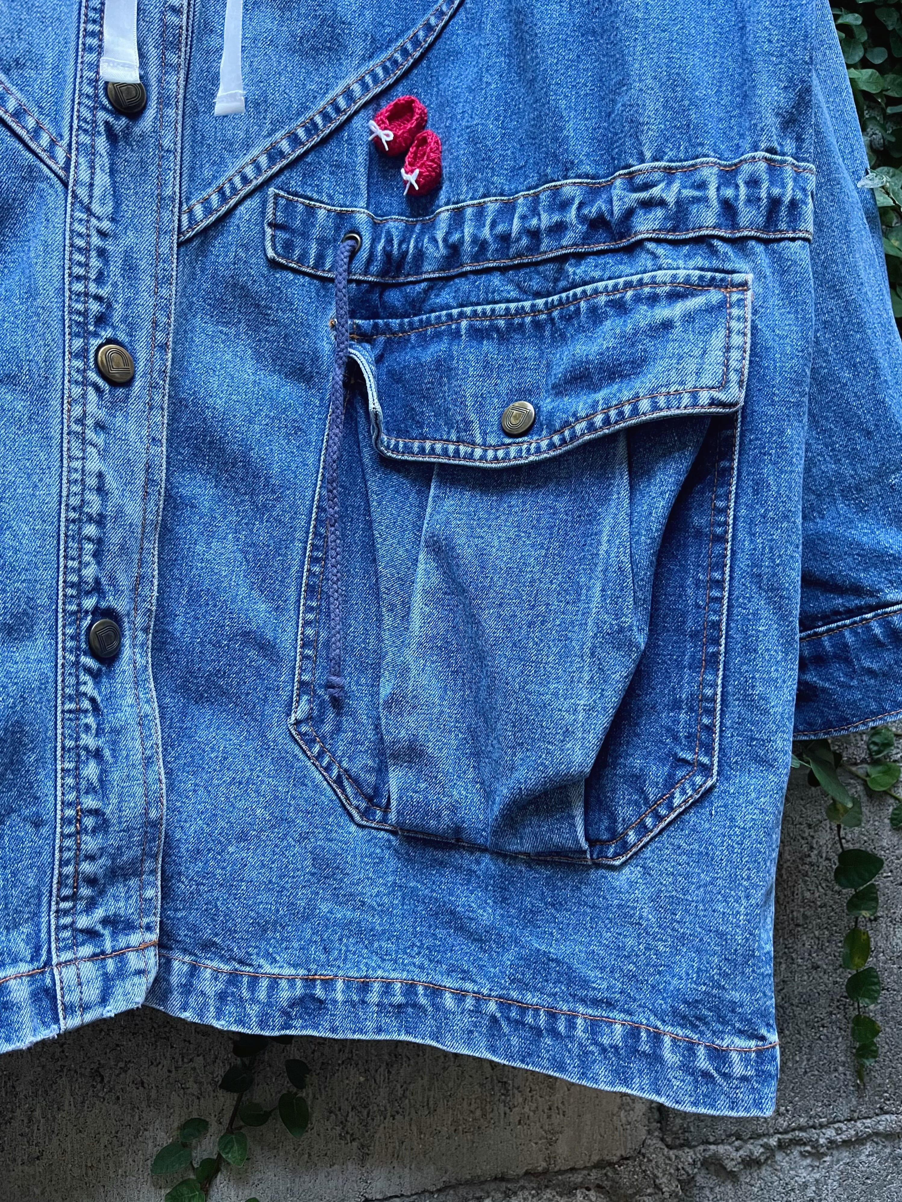 remake ✂︎ walking dwarf frill collar denim jacket