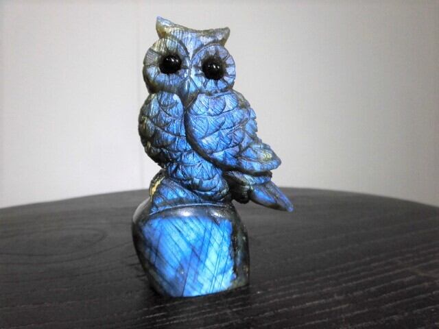 福を呼ぶ【送料無料】【高品質】ラブラドライトふくろう　no.2