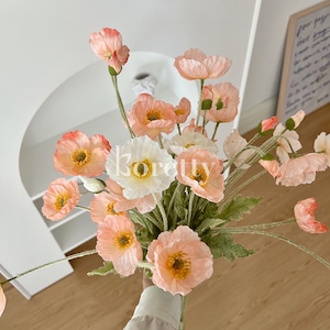 【造花】ケシの花フェイクフラワー6本セット　全4色