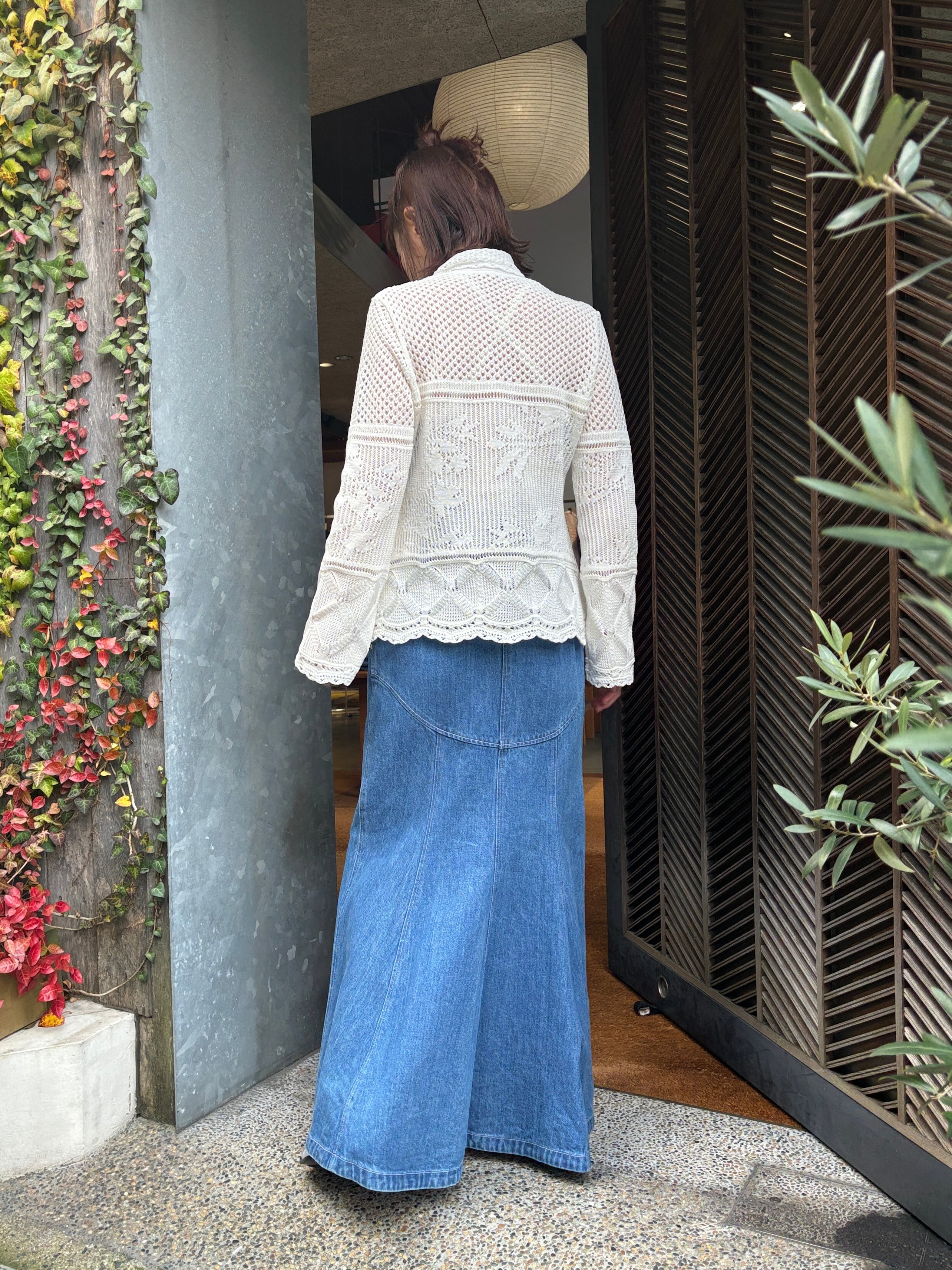 24SS】Mame Kurogouchi マメクロゴウチ / Floral Embossed Denim Skirt 