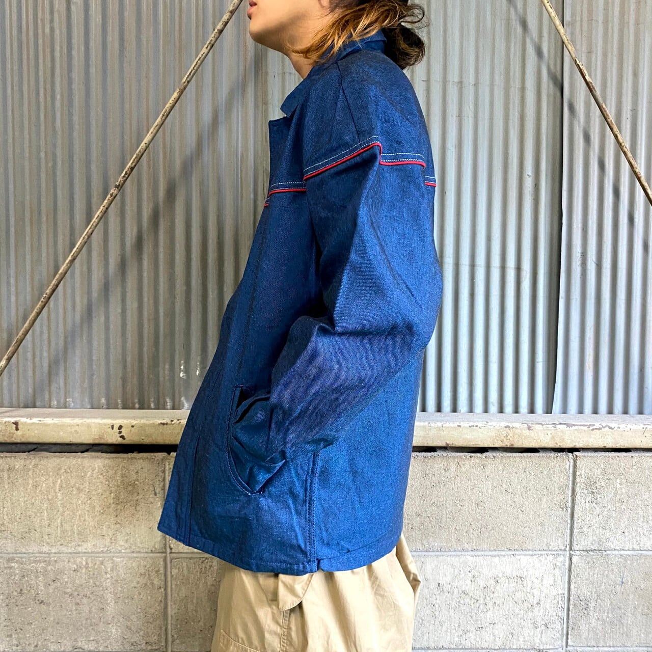 CDX ブルー×ブラック コットンツイル カップショルダー ユーロワーク