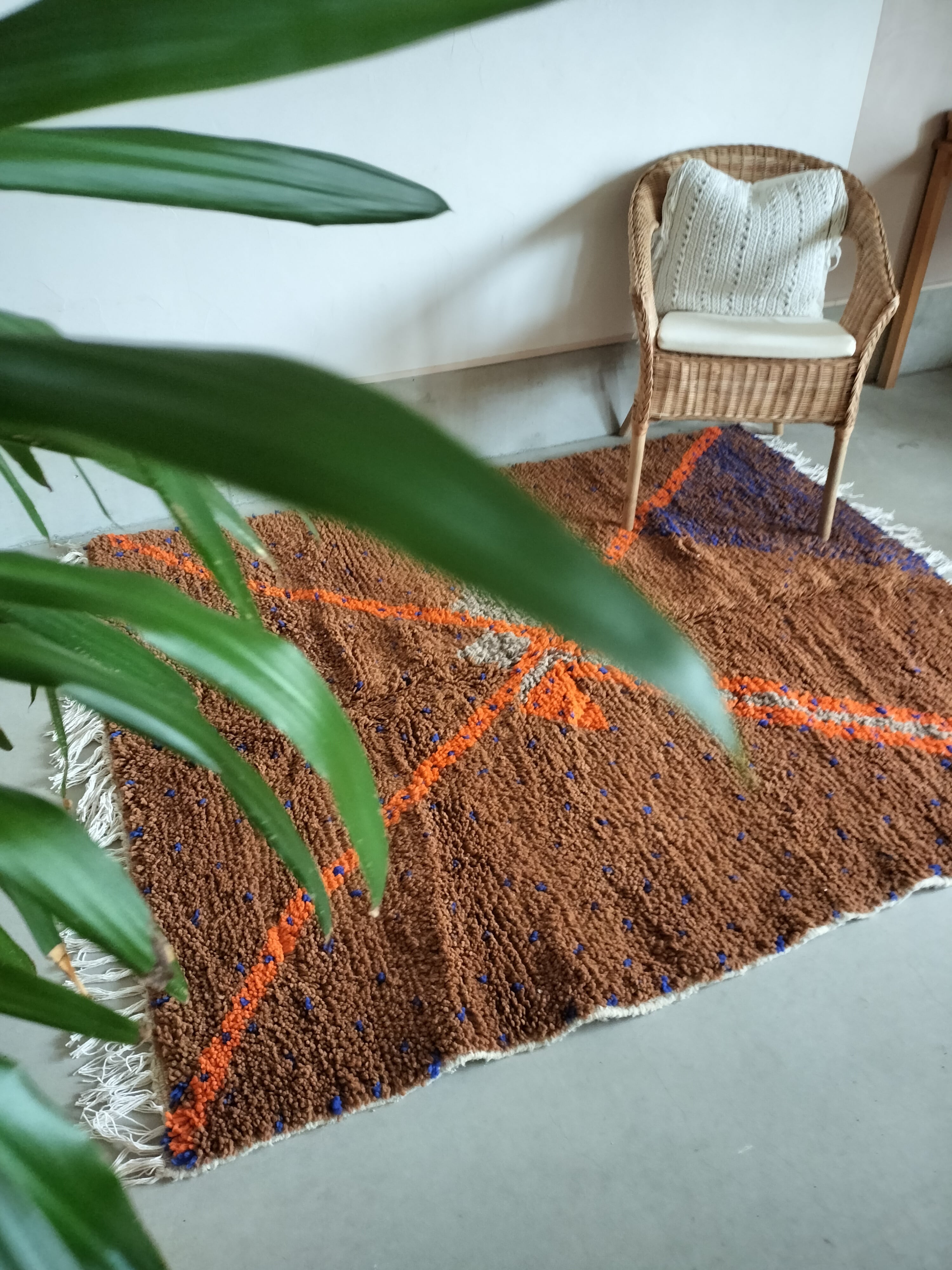 ブラウンベースのベニワレン　モロッコラグ　No.668 ブラウンベースのベニワレンモロッコラグNo.668