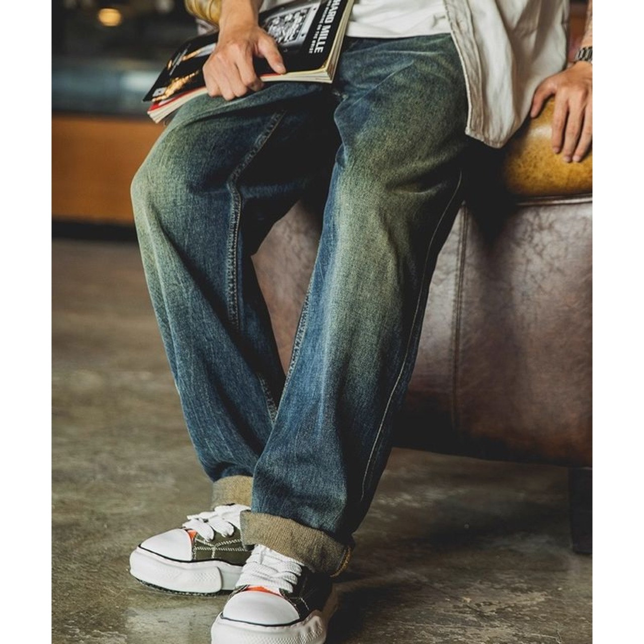 リラックスストレートロールアップジーンズ 10128