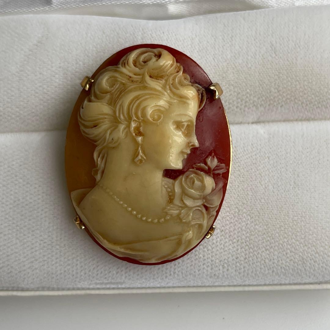 diluca シェル カメオ K18 シェルカメオブローチ ペンダント兼用 Diluca社製 K18 W42×H55mm 13g