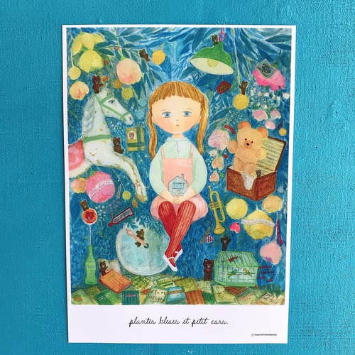 A4 POSTER「Plante bleue et Petit ours 」