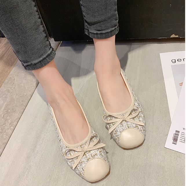 2color レディース シューズ パンプス リボン ツイード ローヒール バレーシューズ 歩きやすい 通勤 通学 ベージュ ブラック 黒 おしゃれ 春夏 春 夏 秋冬 秋 冬 ママ 代 30代 40代 デート お出かけ 韓国 トレンド かわいい 可愛い 大人