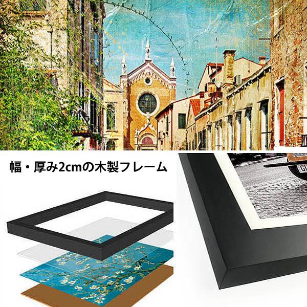 単品 33×43cm アートパネル 枠付きフレーム絵画 レトロ ヨーロピアン