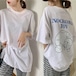 【Tシャツ】 半袖 プリント ホワイト 韓国ファッション レディース ラウンドネック トップス ゆったり ルーズ 大人カジュアル かわいい ガーリー 623273860876