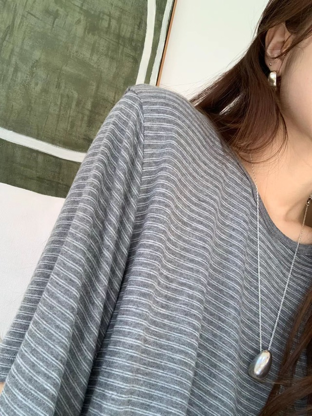 f(予約) ounce / Stripe boxy tee 2color