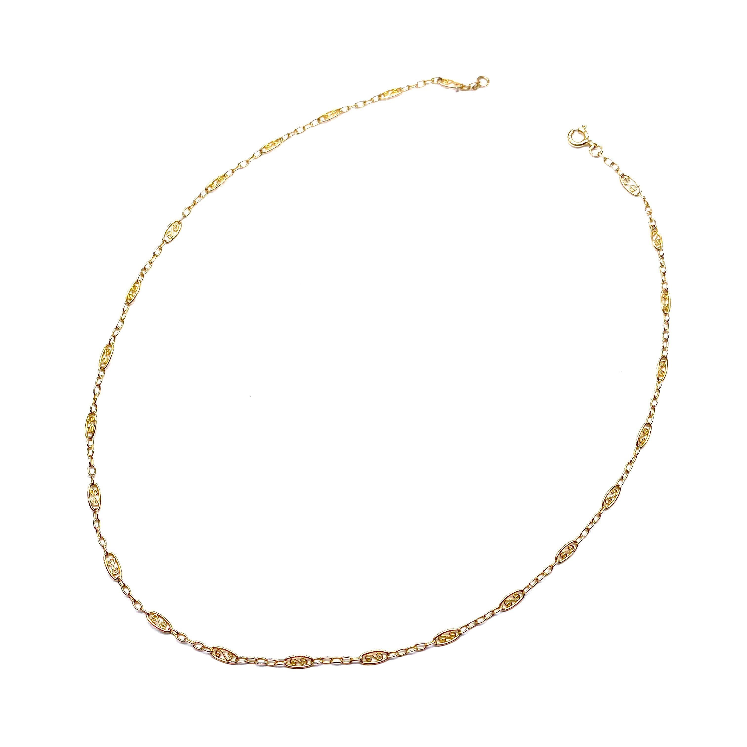 DRN00082 フランス 18金フィリグリー ネックレス 〜可憐な小さめマーユにキュン?〜