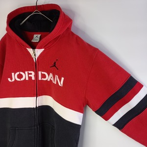 ナイキ　ジョーダン　フルジップ　スウェット　パーカー　刺繍　レッド　ブラック　M