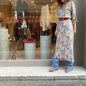 ◼︎70s vintage psychedelic print dress from U.S.A.◼︎