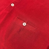 80s 90s Yves Saint Laurent イヴサンローラン ヘンリーネック 半袖Tシャツ パイル系 カットソー M /レッド/ビンテージ/福助代理