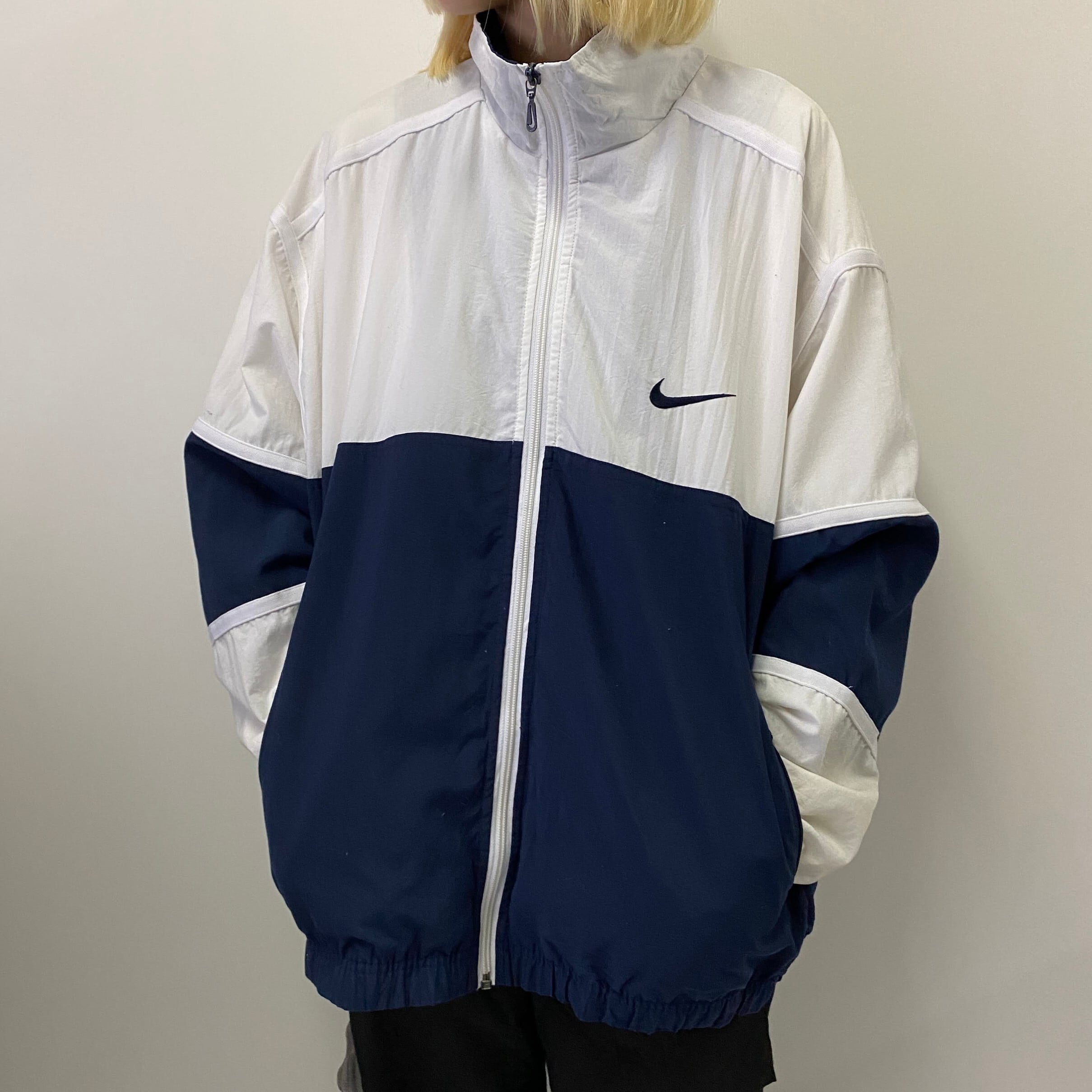 90S NIKE ナイキ　ジャケット　白　ワンポイント　レディースL