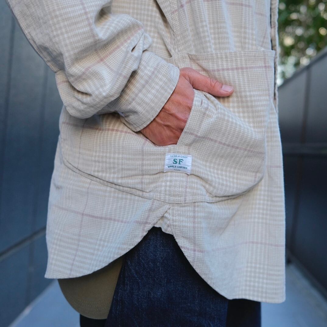SASSAFRAS(ササフラス) / Diggin Shirt 21Wale Corduroy Check-Natural