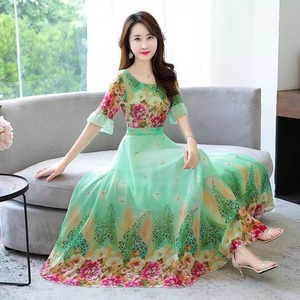 ★★送料無料★11号（L)☆花柄シフォンロングワンピ－ス(OPN3781) ★