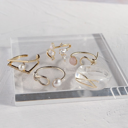 SET RINGS || 【通常商品】 PRIMAVERA CLEAR×GOLD RING SET F || 5 RINGS || GOLD×CLEAR || FBB006