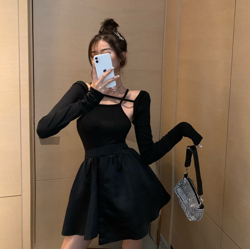 スリーピース長袖ブラウスセクシースリングバッグヒップスカートハーフレングススカートネットレッドファッションオータムスーツレディース2020new ドラファッションホール56547713474