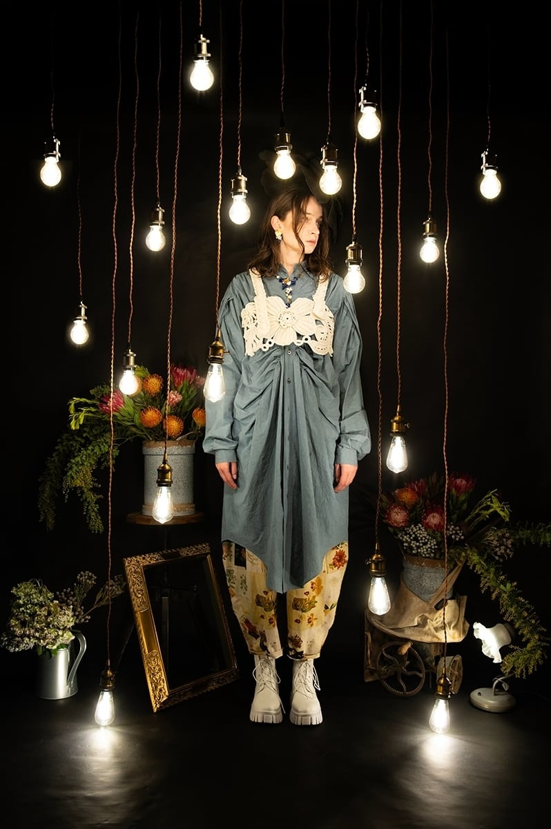 ギャザーシャツワンピース サックスブルー | J's by a-double