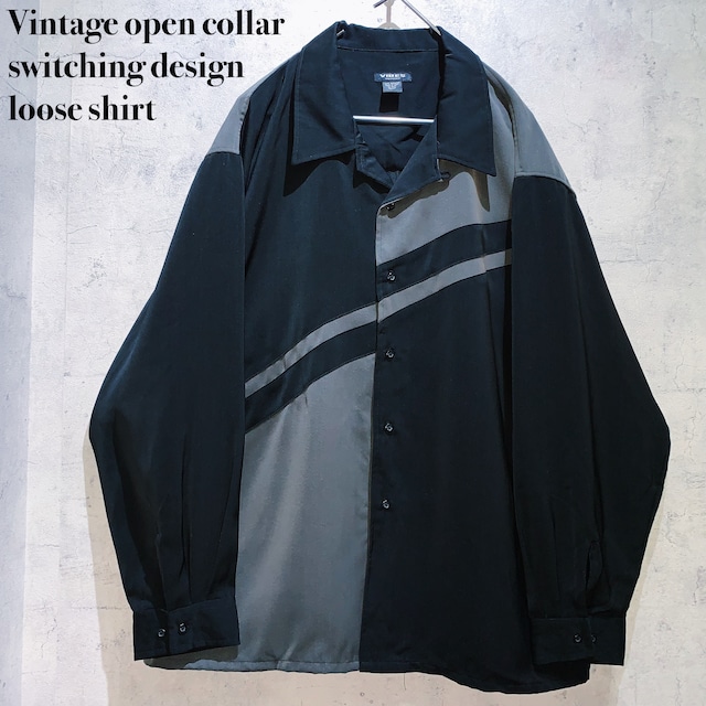 Vintage open collar switching design loose shirt