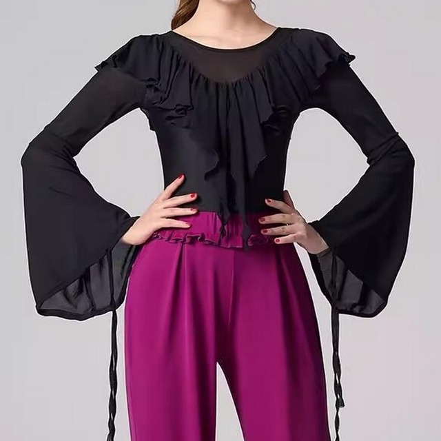 フリルデザイン・シフォン トップス【レオタードタイプ】 ds0116