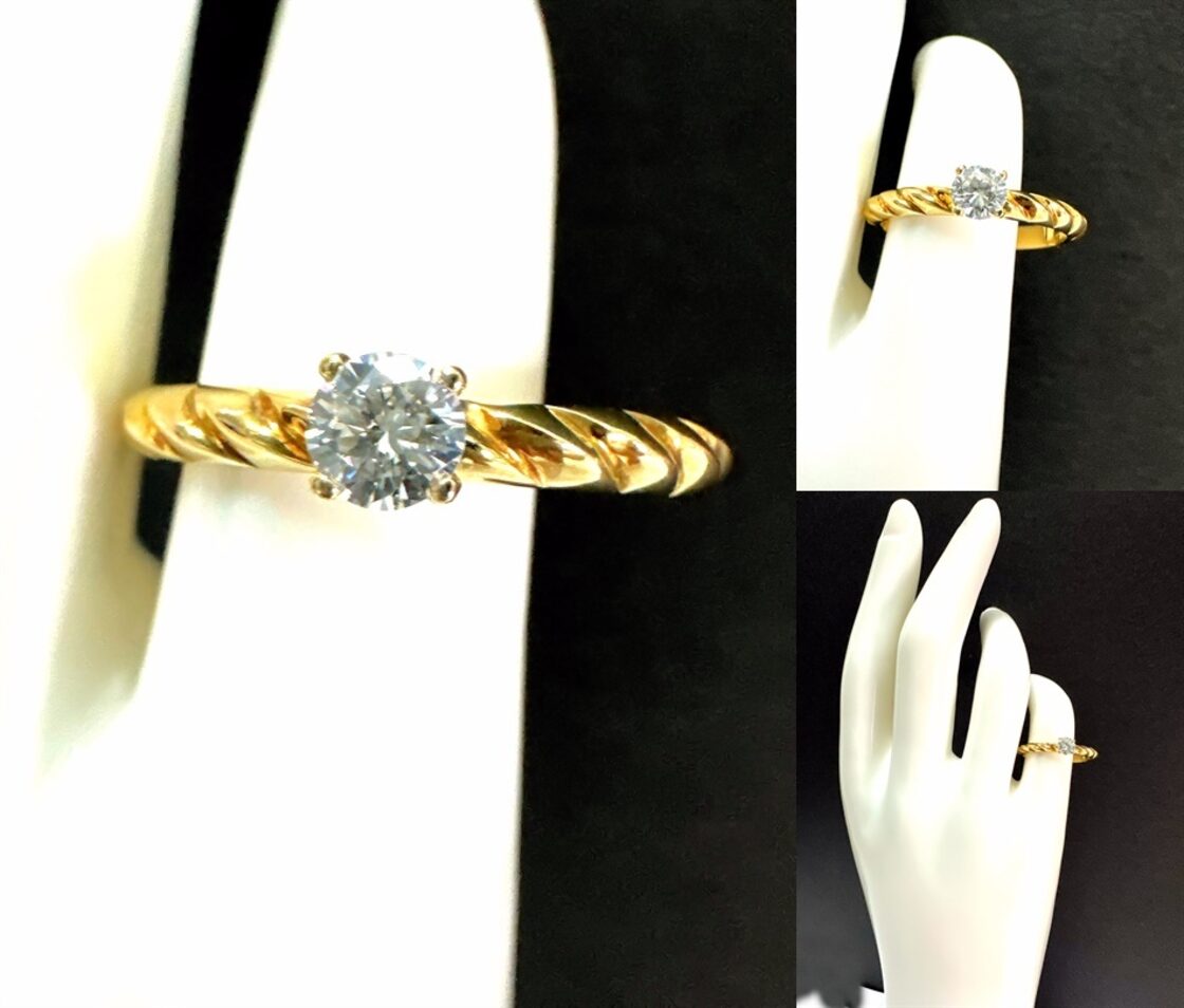 CHAUMET ショーメ トルサード ソリテール ダイヤ リング K18 YG 