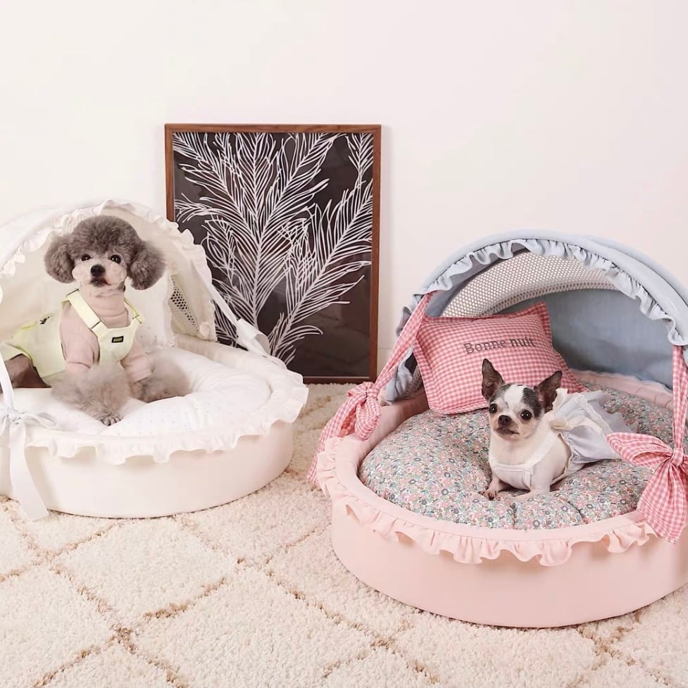 犬用ベッド 猫用ベッド ペットベッド ペットソファ ピンク 花:L