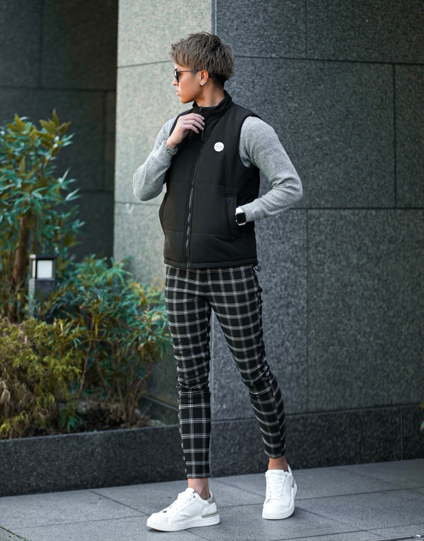 PREMIUM BLACK CHECK SLACKS【BEL24-014】 | BELINDA OFFICIAL