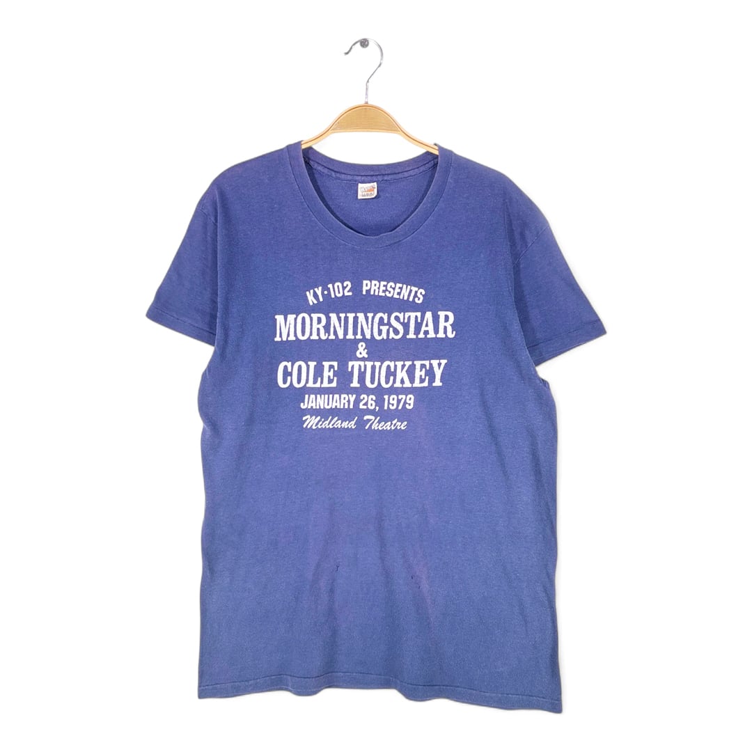 70s コールタッキー USA製 ヴィンテージTシャツ COLE TUCKEY ブルー サイズL 古着 @AAZ1021
