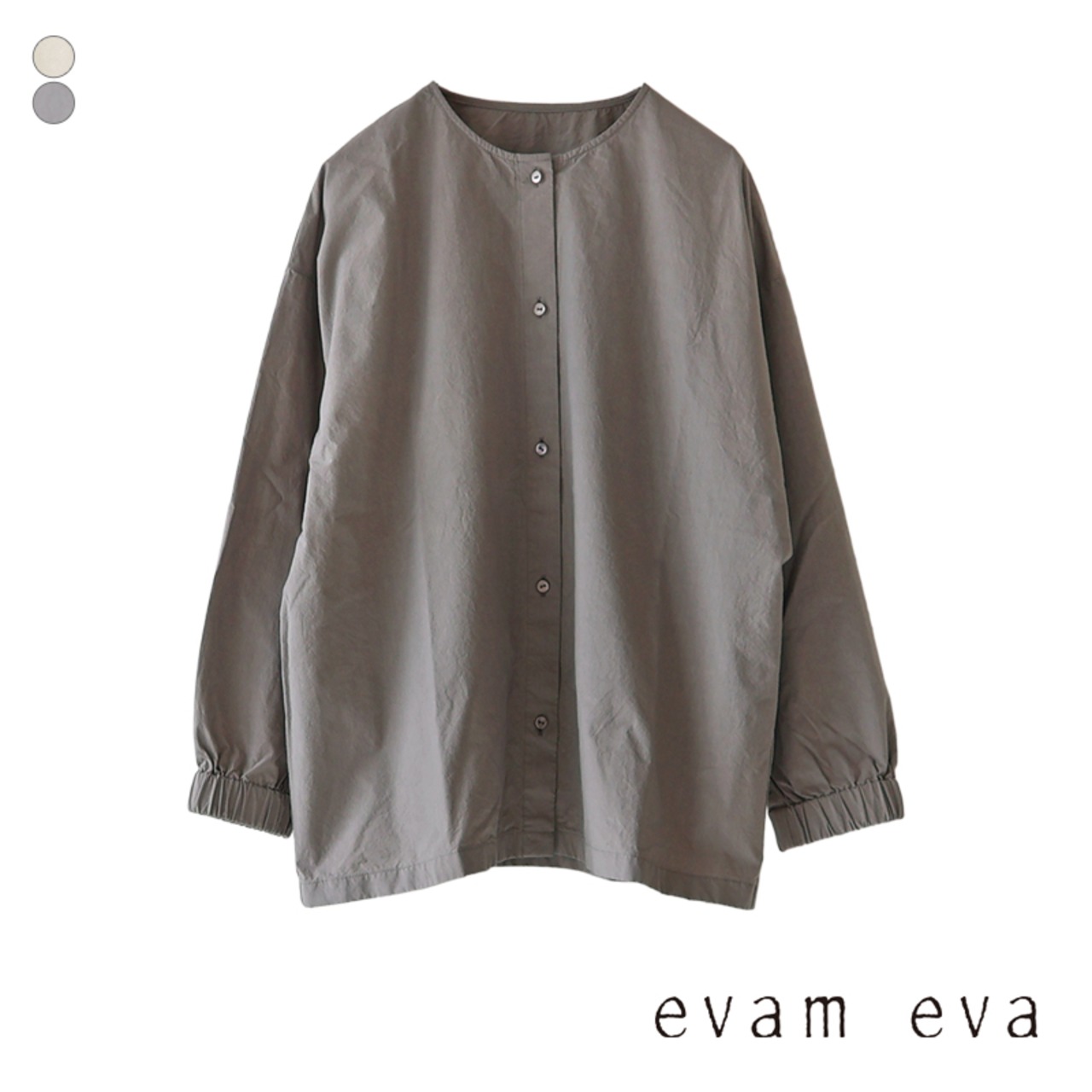 evam eva * コットン ノーカラー シャツ [E251T050] | galette-store 