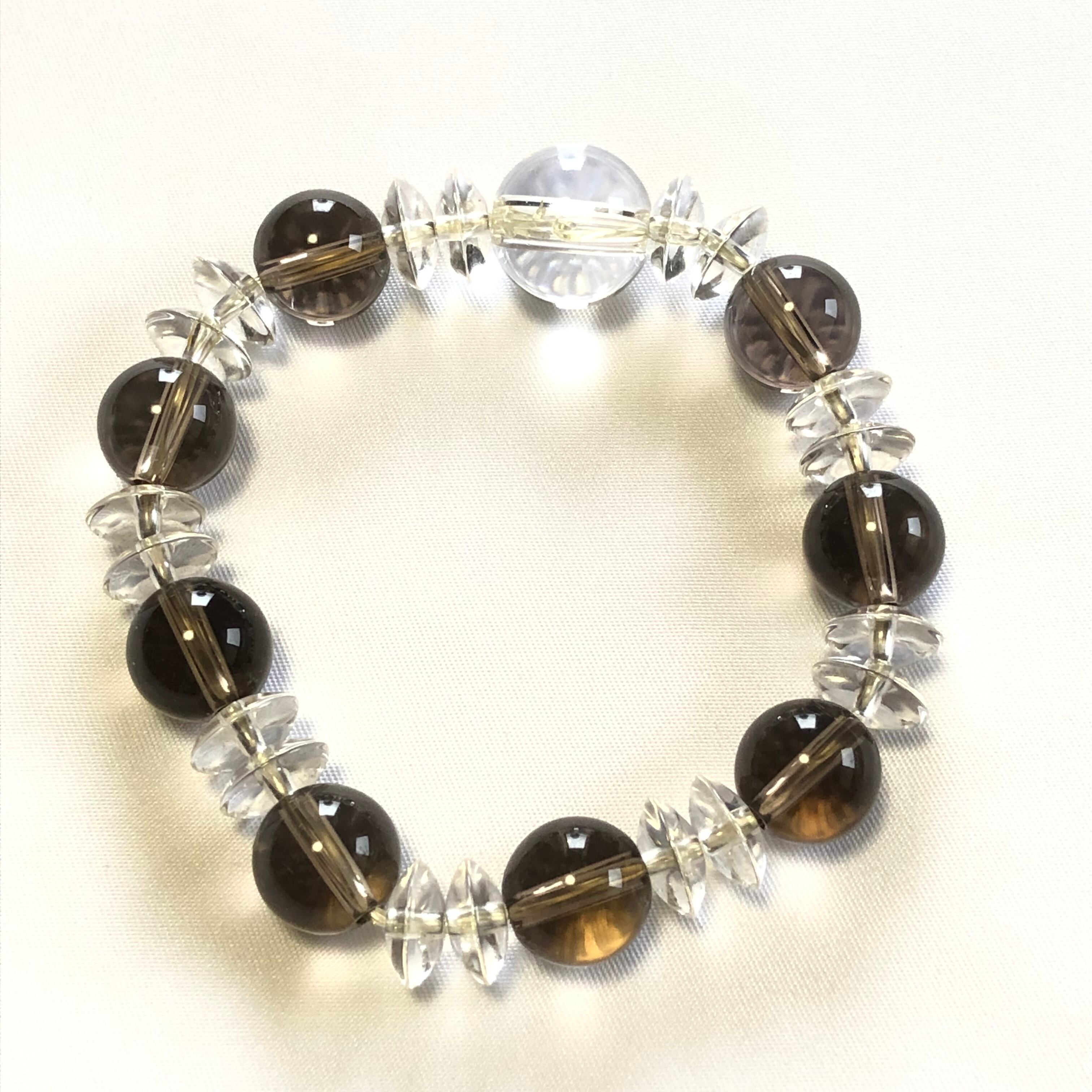 内径16.5】本水晶・本茶水晶ミックスブレスレット | 田中佛檀店