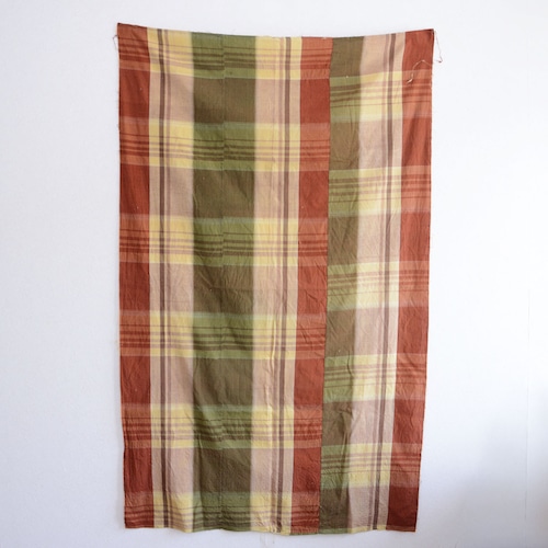 古布 解き布 木綿格子 昭和期 ジャパンヴィンテージ ハンドメイド リメイク素材 一点物 Japanese Vintage Fabric