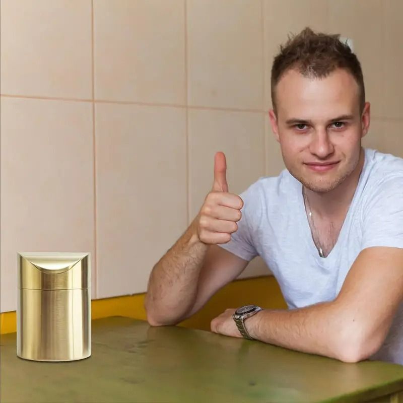 ミニダストボックス ステンレス ゴミ箱 回転式蓋付き 1.5L ゴールド