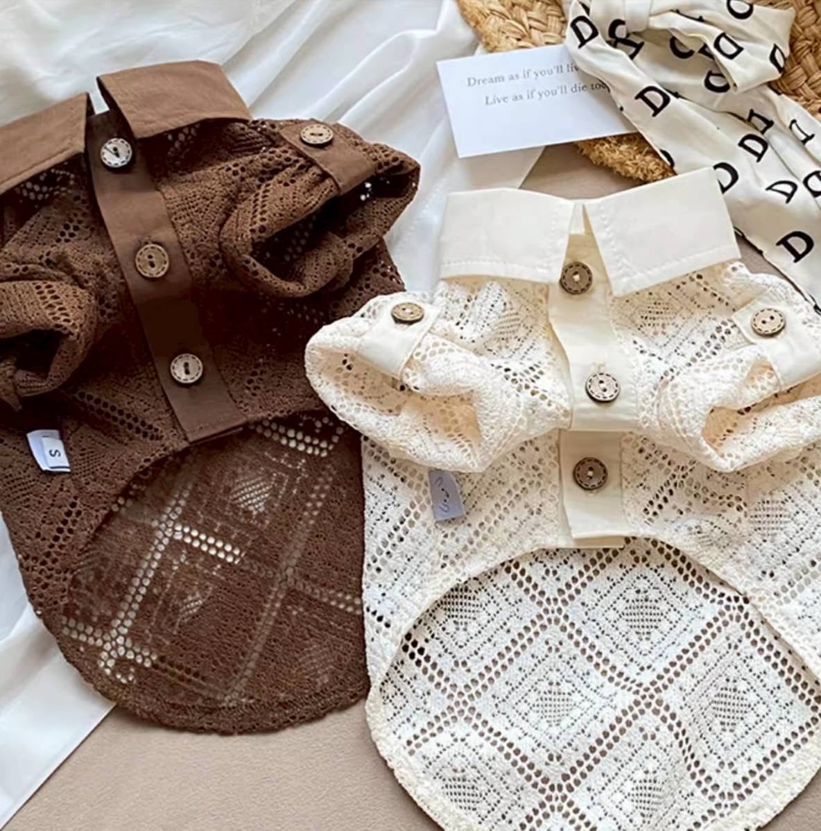 透かし編みカーディガン風シャツ