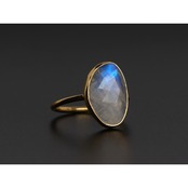 S925 PETIT STONE THIN RING -RAINBOW MOON STONE-