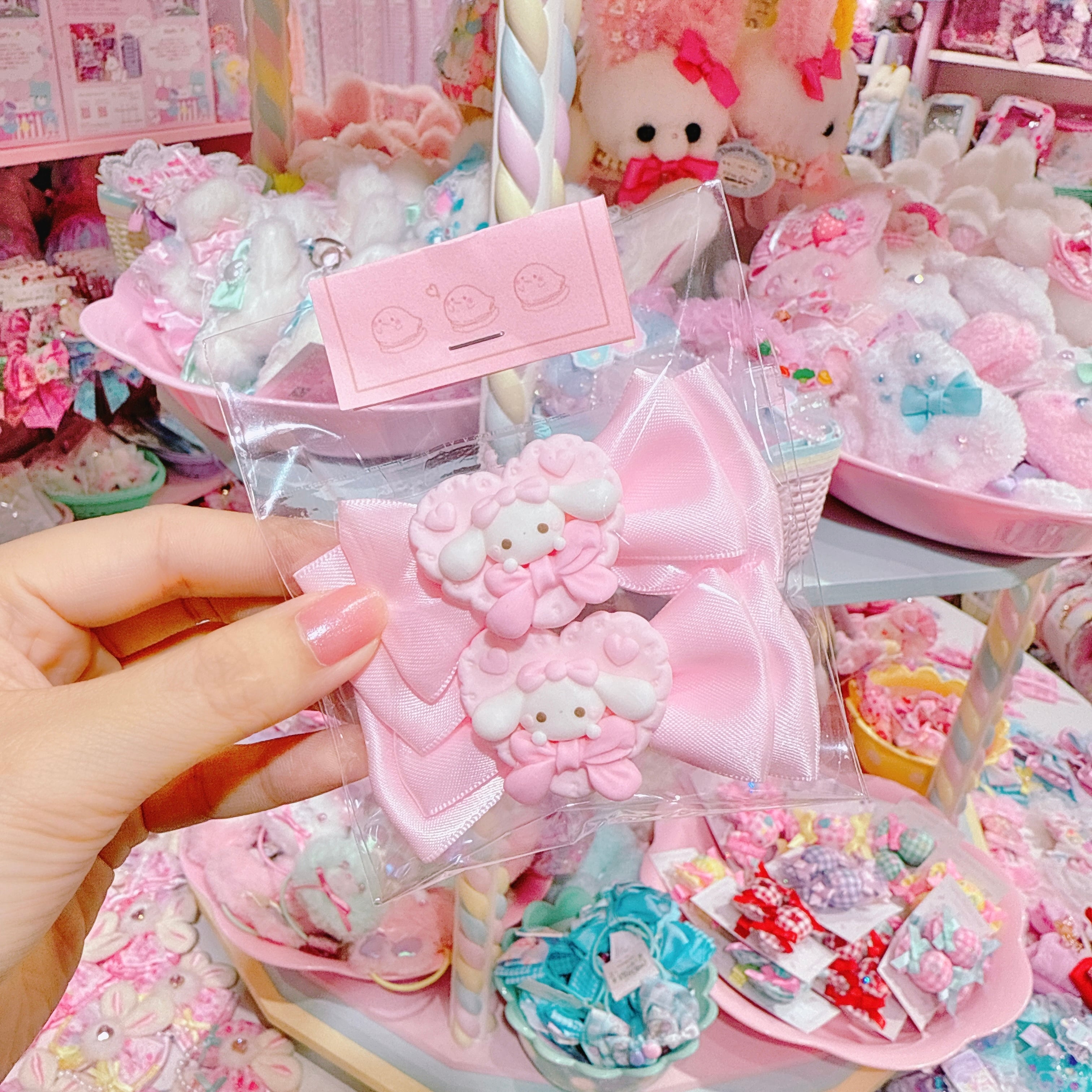 【C9】23-34ビスケットリボンヘアクリップセット