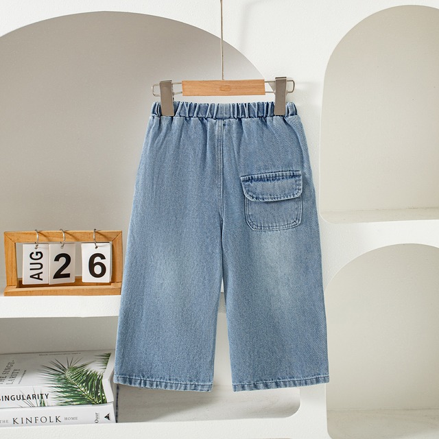 【BABY】ダメージ加工ゆったりワイドデニムパンツ - 4