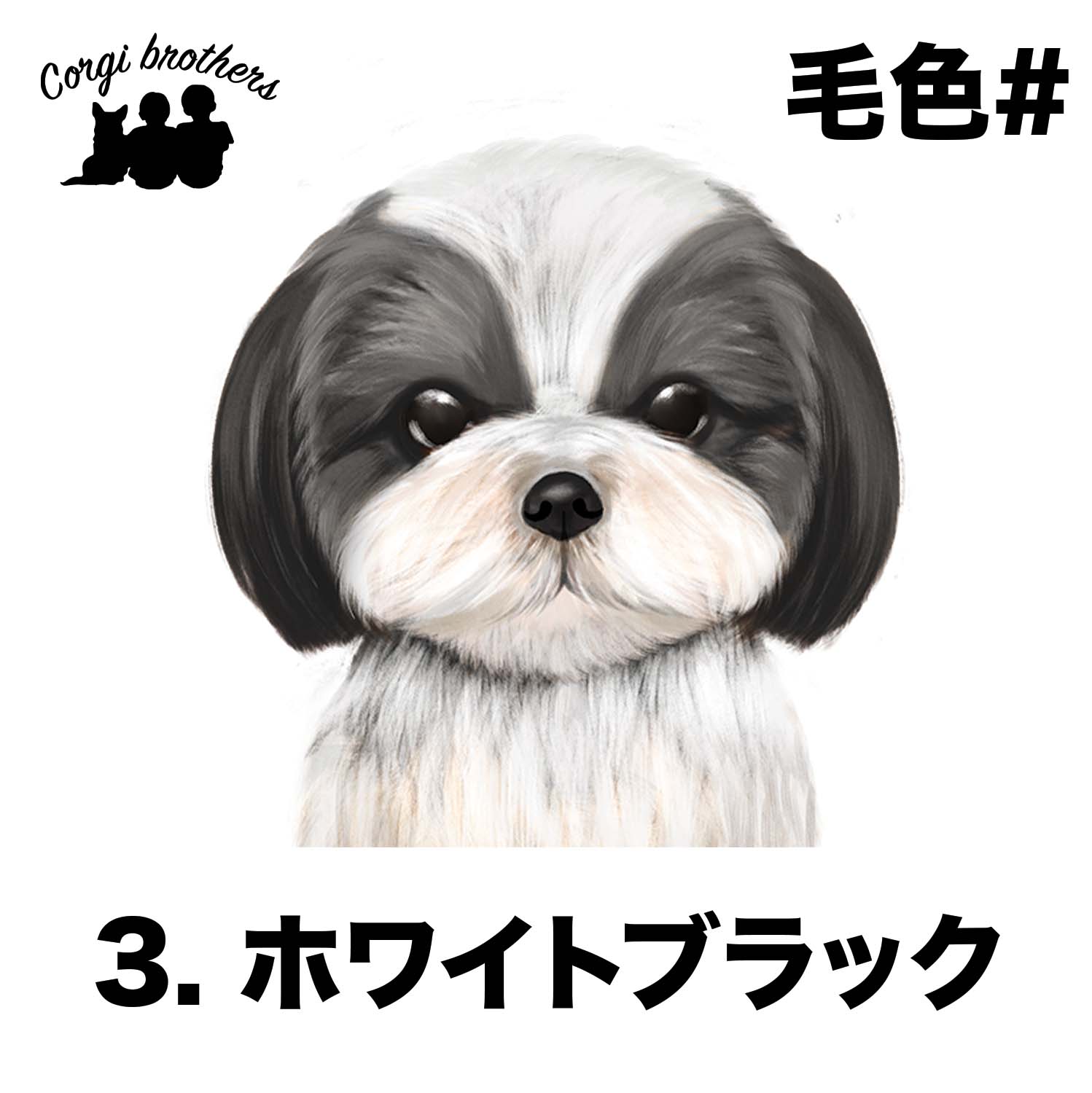 シーズー 水彩画風 毛色3色 】 タオルハンカチ ピンク＆ブルー2枚