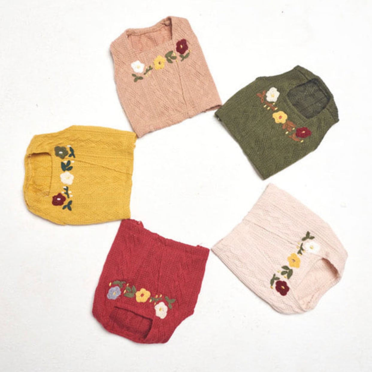 flower crop knit S ~ 2XL 5color /  犬服 新作 ニット ショート丈 可愛い 犬の服 クロップドトップス お揃い ドッグウェア b38